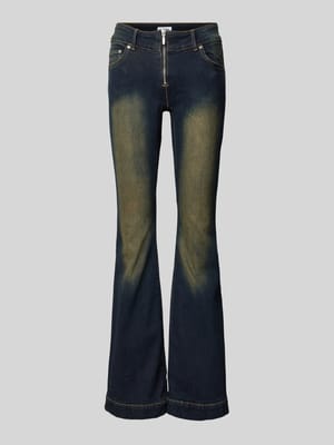 Flared jeans in used-look met ritssluiting, model 'Inferno' Shop The Look MANNEQUINE
