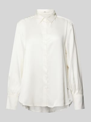 Overhemdblouse van pure viscose met labeldetail, model 'VIC' Shop The Look MANNEQUINE