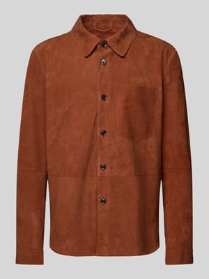 Regular fit leren overhemd met borstzak, model 'CHADRON' Shop The Look MANNEQUINE