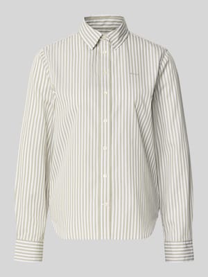 Hemdbluse mit Logo-Stitching und abgerundetem Saum Shop The Look MANNEQUINE