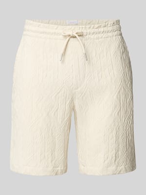 Shorts aus Viskose-Mix mit Strukturmuster und elastischem Bund Shop The Look MANNEQUINE