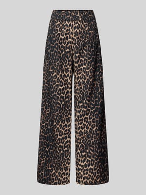 Spodnie materiałowe o rozkloszowanym kroju ze zwierzęcym nadrukiem model ‘Yana’ Shop The Look MANNEQUINE