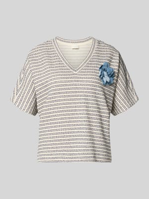 T-Shirt mit floraler Applikation Shop The Look MANNEQUINE