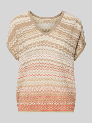 Strickshirt mit V-Ausschnitt und Kappärmeln Modell 'Shani' Shop The Look MANNEQUINE