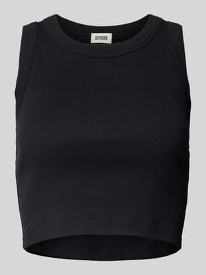 Korte top in riblook, model 'NADEEN' Shop The Look MANNEQUINE
