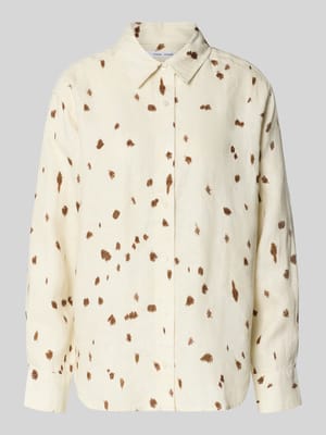 Regular Fit Leinenbluse im Allover-Look Modell 'LOVES' Shop The Look MANNEQUINE