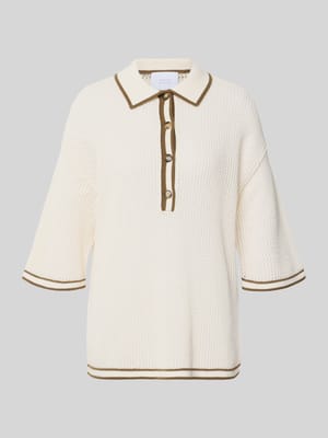 Strickshirt mit Polokragen und Knopfleiste curated by Anna Schürrle Shop The Look MANNEQUINE