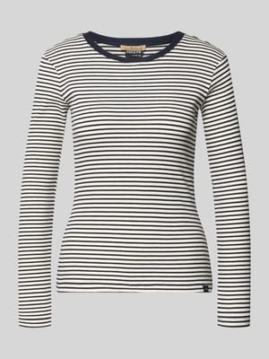 Bluzka z długim rękawem w efekt prążkowania z okrągłym dekoltem Shop The Look MANNEQUINE