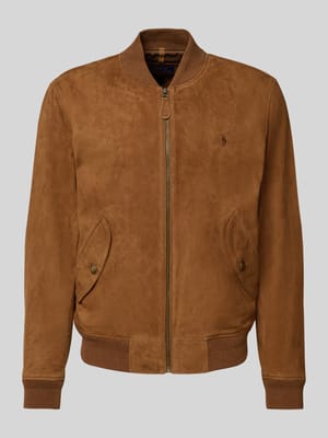 Leren jack met logostitching en steekzakken Shop The Look MANNEQUINE