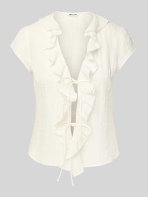 Regular fit blousetop met structuurmotief, model 'Liv' Shop The Look MANNEQUINE