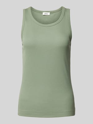 Slim fit tanktop van viscosemix met ribstructuur Shop The Look MANNEQUINE