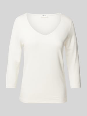 Bluzka z długim rękawem o kroju regular fit z mieszanki lyocellu i elastanu Shop The Look MANNEQUINE