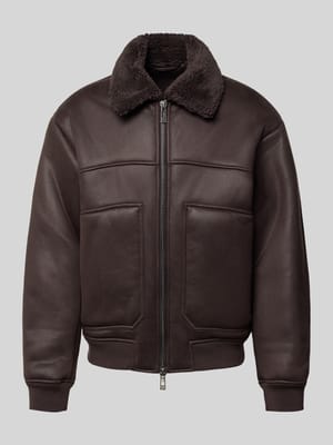 Bluzon ze skóropodobnego materiału z dwukierunkowym zamkiem błyskawicznym Shop The Look MANNEQUINE