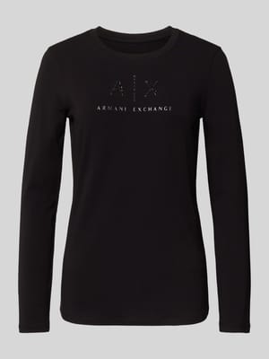 Shirt met lange mouwen, ronde hals en labelprint Shop The Look MANNEQUINE