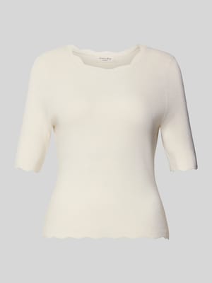 Strickshirt aus Viskose-Mix mit Rüschenkragen Shop The Look MANNEQUINE