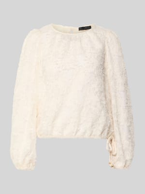 Bluzka o kroju regular fit z frędzlami i okrągłym dekoltem Shop The Look MANNEQUINE