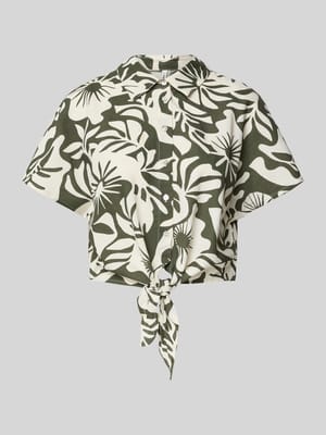 Bluzka koszulowa krótka z mieszanki wiskozy i bawełny z dodatkiem lnu model ‘JAKIRI’ Shop The Look MANNEQUINE