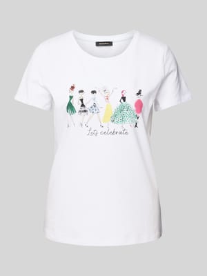 T-Shirt mit geripptem Rundhalsausschnitt Shop The Look MANNEQUINE