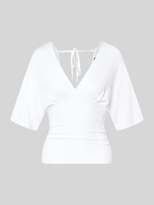 Bluse aus Viskose-Mix mit V-Ausschnitt Shop The Look MANNEQUINE