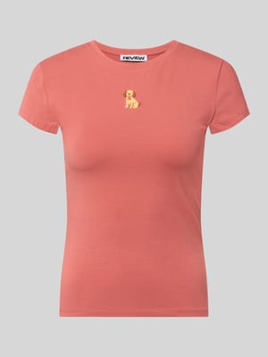 T-Shirt mit Motiv-Stitching und Rundhalsausschnitt Shop The Look MANNEQUINE