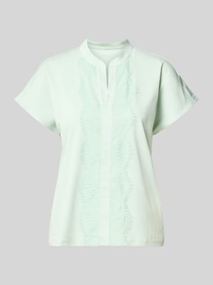 Regular Fit Bluse aus Baumwoll-Mix mit Spitzenbesatz Shop The Look MANNEQUINE
