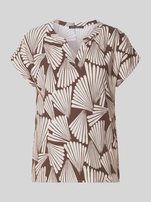 T-Shirt aus Viskose-Mix mit Tunikakragen Shop The Look MANNEQUINE