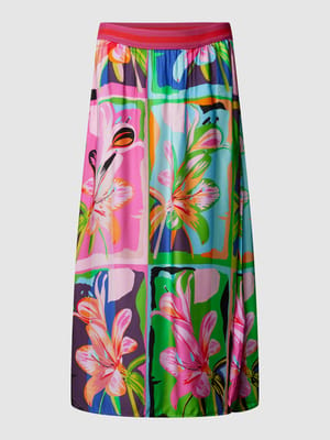 Midirok van viscose met bloemenmotief Shop The Look MANNEQUINE