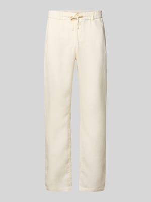 regular fit linnen broek met elastische band Shop The Look MANNEQUINE
