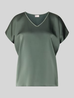 Bluzka koszulowa z satyny z dekoltem w serek Shop The Look MANNEQUINE