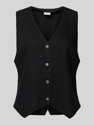 Leinenweste mit V-Ausschnitt Modell 'Lava' Shop The Look MANNEQUINE