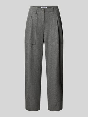 Spodnie o fasonie barrel leg w kroju regular fit z dodatkiem wiskozy i wełny model 'October' Shop The Look MANNEQUINE