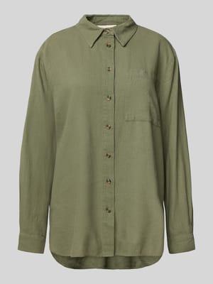 Relaxed Fit Leinenbluse mit Brusttasche Modell 'Lava' Shop The Look MANNEQUINE