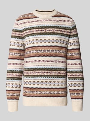 Slim Fit Strickpullover aus Baumwoll-Mix mit Rundhalsausschnitt Shop The Look MANNEQUINE