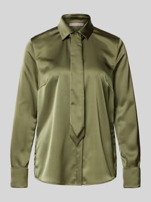 Regular fit overhemdblouse van satijn met platte kraag Shop The Look MANNEQUINE