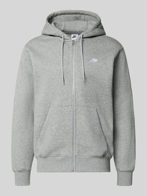 Sweatjacke mit Label-Stitching und Känguru-Tasche Shop The Look MANNEQUINE