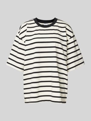 Oversized T-Shirt mit geripptem Rundhalsausschnitt Shop The Look MANNEQUINE