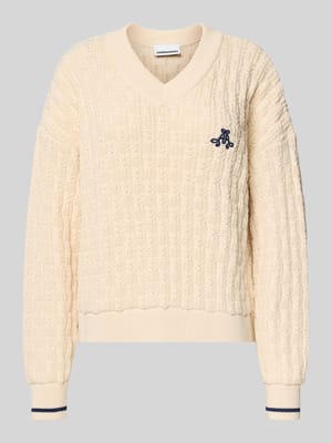 Sweter o luźnym kroju z dzianiny z czystej bawełny model ‘CAARLAS STRUCTURE’ Shop The Look MANNEQUINE