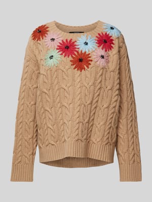 Strickpullover aus Wolle mit floralen Applikationen Shop The Look MANNEQUINE