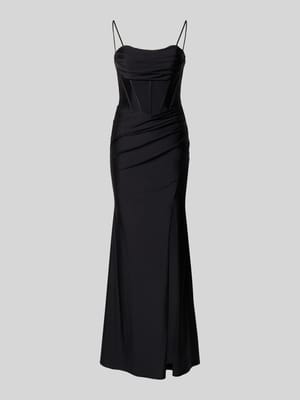 Abendkleid mit Raffungen und Gehschlitz Shop The Look MANNEQUINE