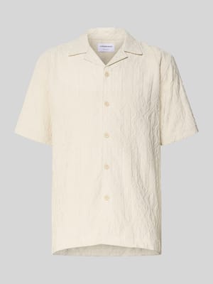 Regular Fit Kurzarmhemd aus Viskose-Mix mit Strukturmuster Shop The Look MANNEQUINE
