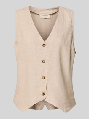 Leinenweste mit V-Ausschnitt Modell 'Lava' Shop The Look MANNEQUINE