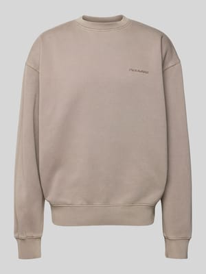 Oversized sweatshirt met labelstitching Shop The Look MANNEQUINE
