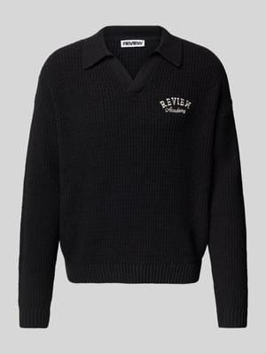 Gebreide pullover met labelstitching Shop The Look MANNEQUINE