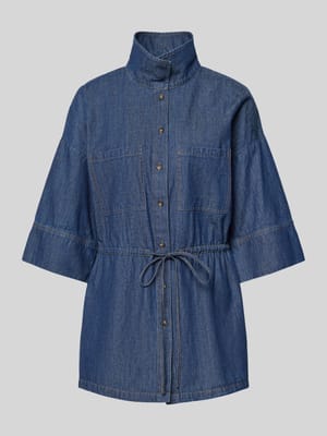 Jeansbluse mit Stehkragen und Schnürung Shop The Look MANNEQUINE