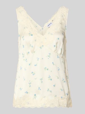 Blusentop aus Viskose mit Spitzenbesatz Shop The Look MANNEQUINE