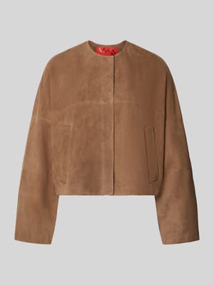 Regular Fit Lederjacke mit Druckknopfleiste Modell 'CURVA' Shop The Look MANNEQUINE