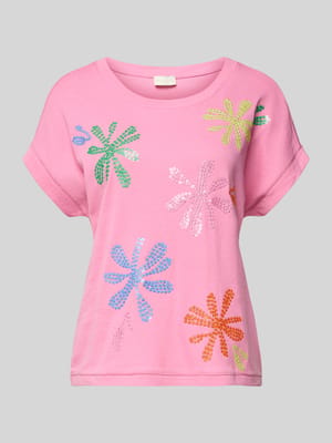T-Shirt aus Baumwoll-Leinen-Mix mit Stitchings Shop The Look MANNEQUINE