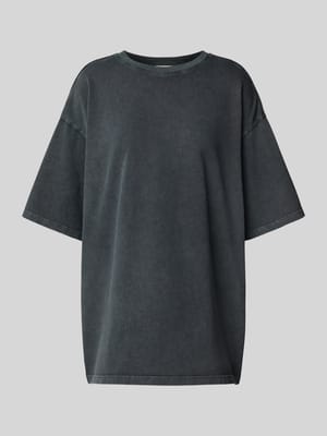Oversized T-Shirt mit geripptem Rundhalsausschnitt Shop The Look MANNEQUINE