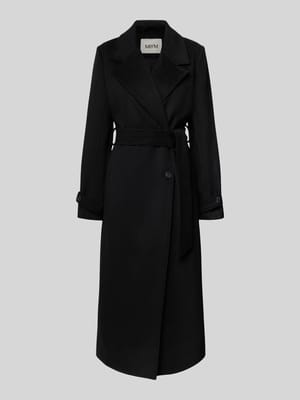 Lange jas van wolmix met reverskraag model 'Kasimira' Shop The Look MANNEQUINE