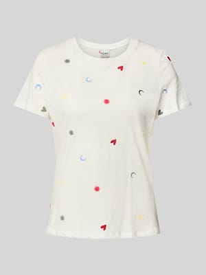 T-Shirt mit geripptem Rundhalsausschnitt Modell 'OLYA' Shop The Look MANNEQUINE